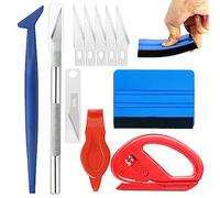10 Pcs Car Vinyl Wrap Tool kit, Window Film Install Tools Wrap Squeegee Wallpaper Smoothing Tool Felt Squeegee Hard Scraper Vinyl Trimming Tool for Car Wrapping and Install Wallpaper