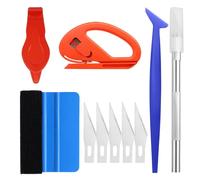 10 Pcs Car Vinyl Wrap Tool kit, Window Tint Tool Wallpaper Smoothing Kits Including Felt Squeegee,Edge Trimmer, Mini Soft Corner Squeegee Vinyl Trimming Tools for Car Wrapping and Install Wallpaper
