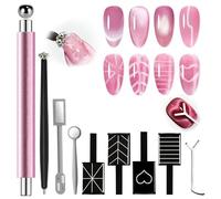10 PCS Cat Eye Magnet for Nails, 3-in-1 Powerful Magnet Set with Ball & Heart & Flower, Multi-Effect Nail Design Tools at Home (Rose Gold)