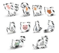 10 PCS Cat Shaped Cookie Cutters Set, Cute Animal Biscuit Moulds for Children, Stainless Steel Sandwich Cutters, DIY Baking Pastry Cutters, Cat Cookie Bread Molds for Bento Lunch/Kids’ Party Supplies