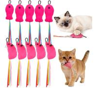 10 PCS Cat Toys Rose Red Fish Mice Cat Toy Filled Soft Plush Replacement Teaser Refills Indoor Cat's Interactive Wand and Catch Wand Animal Teaser Refills Attachment Interactive Catch Toy Accessories