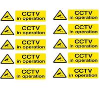 10 Pcs CCTV in Operations 15cm x 5cm Self-Adhesive, Weatherproof CCTV Stickers, Warning Signs for Indoor/Outdoor Use