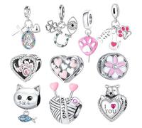 10 Pcs Charms for Pandora Bracelet, Spacer Beads Charms for Bracelet Making, Pink Pendants Beads for Jewelry Making, Jewellery Gifts for Mom Girls Teen Family