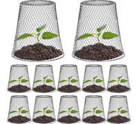 10 Pcs Chicken Wire Cloche Plant Protector Cover Metal Garden Cloche Dome for Plants Chicken Wire Protection Basket for Keeping Bunnies Chicken Squirrels Birds Other Out (Black)