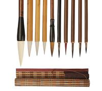 10 Pcs Chinese Calligraphy Brush Set, Calligraphy Set Mixed Sizes, Wolf Hair Calligraphy Pens Set with Roll Bag, Calligraphy Set for Beginners, Japanese Kanji Sumi Brush Painting Ink Brushes