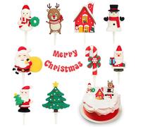 10 Pcs Christmas Cake Decorations, Mini Balloons for Cake Decorating Supplies, Toppers Santa, Snowman, Elk, Tree, Snowflake, Foam Balls Cakes Decorations for Wedding Birthday Decoration