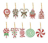 10 Pcs Christmas Candy Cane Diamond Art Tags Hanging Ornament DIY Kit 5D Diamond Art Painting Christmas Tree Hanging Decorations Special Gem Paint by Number Mosaic Home Office Christmas Hanging Decor