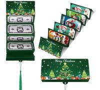 10 PCS Christmas Cash Gift Envelope, DIY Gift Card Holders Xmas with 10 Slots, Surprise Card Holder Christmas Cashs Envelope with Money Clip for Women Men Green
