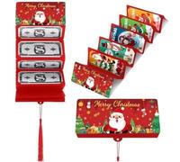 10 PCS Christmas Cash Gift Envelope, DIY Gift Card Holders Xmas with 10 Slots, Surprise Card Holder Christmas Cashs Envelope with Money Clip for Women Men red