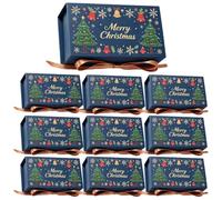 10 Pcs Christmas Eve Candy Gift Boxes Rectangle Wrapping Decor With Lids | Empty Christmas Boxes for Entrance, Dining Table, Under The Tree, Candy, Cookies
