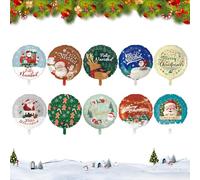 10 Pcs Christmas Foil Balloons - Merry Christmas Party Balloons Decorations with Santa Claus, Snowman, Tree, Bell, Candy Cane, Gift, Elk & Reindeer