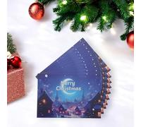 10 Pcs Christmas Greeting Card Fairy Tale Castle Cottage Paper Blue Purple 4.5x3.1 Inch