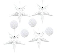 10 PCS Christmas Paper Stars Decorations, 30cm 5-Pointed Stars with 15cm Honeycomb Balls and 20cm Honeycomb Balls 2 Rolls String, Perfect for Party Wedding Birthday Baby Shower