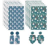 10 Pcs Christmas Polymer Clay Transfer Paper, Xmas Snowman Branches Trees Gifts Pattern 2 Design Water Soluble Transfer Sheets for Polymer Clay Earrings Jewelry Making DIY Projects 5.82X3.93 in