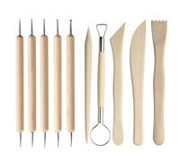 10 Pcs Clay Tools, Polymer Clay Tools, Wooden Modeling Sculpting Tool, Double Ended Stainless Steel Wooden Wax Modelling Tool, Sculpting Modelling Pottery Kit for DIY Art Crafts, Kids Pottery Kit