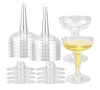 10 Pcs Clear Champagne Flutes Misket Glass Champagne Saucers Vintage Glass Plastic Glitter Stemmed Party Wine Cups Cocktail Cup Espresso Martini Prosecco Wine Gin Coupe Glasses Gift Set 120ml
