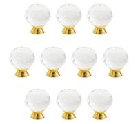 10 Pcs Clear Crystal Cupboard Door Knob 30mm Round Drawer Handle Pull Decorative Kitchen Bathroom Cabinet Pull Handle Glass Knobs Furniture Handle Cupboard Hardware Home Decorating