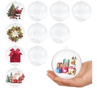 10 Pcs Clear Plastic Fillable Ornament Ball Filling Transparent Christmas Tree Balls, 70mm/2.75in Shatterproof Xmas Tree Decorations Hanging Ball for Holiday, Wedding, Birthday, Christmas