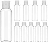 10 Pcs Clear Plastic Travel Bottles, 100ml Leak Proof Clear Travel Bottles with Screw Lids, Refillable Containers for Toiletries, Flip Cap Plastic Squeeze Bottles for Shampoo Conditioner Lotion