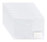 10 Pcs Clear Plastic Wallets A4 Folders Document Files Envelope - Plastic Popper Wallets with Label Pocket and Snap Button for School Office Homework Travel