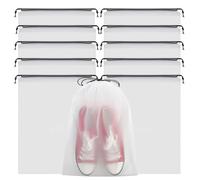 10 PCS Clear Shoe Bags 15.7" x 11.8" Waterproof Drawstring Bags Large Travel Shoe Bag Portable Travel Essentials Storage Bag for Men Women Shoes Organizers