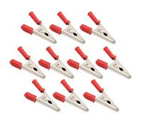 10 Pcs Clip, Brass Battery Test Clamp, 20mm Opening, 30A Current - Durable Construction, PVC Insulated Cover, Ideal for Electrical Testing and Automotive Use (Red)