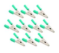 10 Pcs Clip, Brass Battery Test Clamp, 20mm Opening, 30A Current - Durable Construction, PVC Insulated Cover, Ideal for Electrical Testing and Automotive Use (Green)