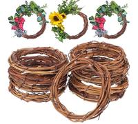 10 Pcs CM Natural Dried Rattan Ring Wreath Decoration for DIY Crafts | Unfinished Brown Vine Base, Hangable Indoor Party Accent, American Country Style for Christmas, Wedding, Valentine