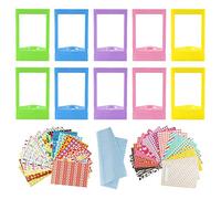 10 PCS Colorful Mini Photo Frames With 40 Sheets Colorful Instant Photo Sticker And 1Pcs Cleaning Cloth Compatible With Fujifilm Instax Mini 11 9 8 70 7s 90 26 Instant Camera 5 Colors