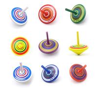 10 Pcs Colorful Painted Wood Spinning Tops, Assorted Classic Tops, Wooden Gyroscope for Stress Relief & Desk Decor, Flip Tops - Great Party Favors, Gift, Prize (Multicolor)