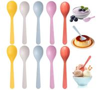 10 PCS Colorful Plastic Spoon 14cm Long Reusable Tea Spoons Multi Purpose Plastic Short Handled Spoon for Desserts Snacks Parties Everyday Use