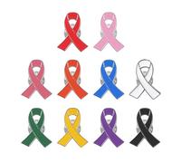 10 Pcs Colorful Ribbon Pin Badges, Charity Publicity Badges, Ribbon Logo Brooches, Health Awareness Promotion Signs, Personalized Decorations
