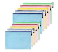10 pcs Coloured File Folders A3/A4 Zip Lock Bags in 5 Shades, A3 Mesh File Bag for Office Supplies, School, Puzzle & Craft Projects, Plastic Sleeve A3 Folder with Zipper & A4 Zip Folders Available