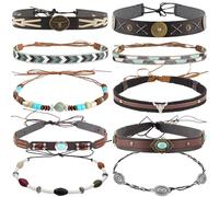 10 Pcs Cowboy Hat Bands for Women Men, Cowgirl Hat Bands Hand Made Replacement Pearl Hat Belt Men Fedora Panama hat, Multicolor