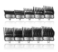 10 Pcs CR8GR8 for Wahl Clipper Guards Set with Metal Clip，Professional Hair Clipper Guards Cutting Guides Compatible with Most Wahl Clippers from 1/16" to 1"(Black）