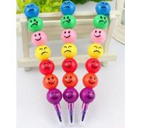 10 pcs Crayon, Lovely Rainbow Color Crayon Pen with Funny Faces on it