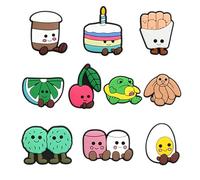 10 Pcs Croc Charms,Cute Food Shoe Charms for Croc, Crocs Charmss for Kids, Durable Waterproof PVC Shoes Decorations, Fun Cartoon Designs, for Holiday, School, Party or Daily Wear