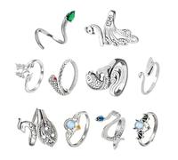 10 Pcs Crochet Rings Set Adjustable Yarn Tension Rings Stylish Crochet Finger Accessories Multicolor Crochet Accessories for Knitting Lovers