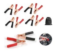 10 PCS Crocodile Clips Electrical, 50A Heavy Duty Car Battery Clamps, 5 Red 5 Black with Storage Bag, Iron Copper Plated for Charging, Solar Equipment, Electrical Testing