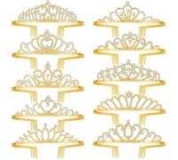 10 Pcs Crystal Crowns Headbands, Gold Crown Queen Headband, Rhinestone Princess Headband with Comb for Women Princess, Hair Accessories for Birthday Party, Wedding