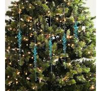 10 Pcs Crystal Icicle Ornaments, 5.9 Inch Elegant Winter Decor for Christmas Tree & Fireplace, Clear Acrylic Hanging Pendants for Holiday Party (Blue)