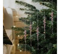 10 Pcs Crystal Icicle Ornaments, 5.9 Inch Elegant Winter Decor for Christmas Tree & Fireplace, Clear Acrylic Hanging Pendants for Holiday Party (Pink)