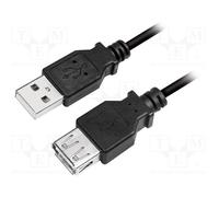 10 pcs : CU0011B - Cable, USB 2.0, USB A socket,USB A plug, nickel plated, 3m, b
