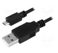 10 pcs : CU0034 - Cable, USB 2.0, USB A plug,USB B micro plug, nickel plated, 1.