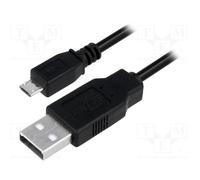 10 pcs : CU0058 - Cable, USB A plug,USB B micro plug, nickel plated, 1m, black