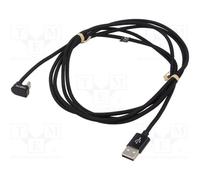 10 pcs : CU0193 - Cable, USB 2.0, USB C angled plug,both sides, 2m, black, 480Mb