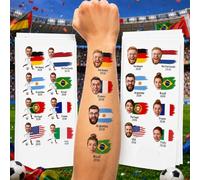 10 PCS Custom Temporary Tattoos with Face & Name, Personalised Temp Tattoos for Football Supporters, Make Your Own Temporary Tattoos with Country Flag, Football Team Gifts for Men Women (01)