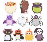 10 Pcs Cute Halloween Sticky Note,200 Sheets Weird Spooky Pumpkin Ghost Vampire Skull Candy Bat Self-Stick Note Pads Writing Memo Pads Message Note Stationery Gift for Kid School Office Supplies