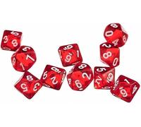 10 Pcs D10 Polyhedral Dice - Precision 10-Sided High-Clarity Dice for Tabletop RPG Games and Role-Playing Adventures (Red)