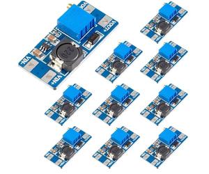 10 Pcs DC-DC Step Up Boost Converter 2V-24V to 5V-28V Voltage Converter 2a and 5V 9V 12V 28V Adjustable Boost Converter Power Supply Power Module Compatible with Arduino